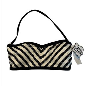 Route 101 black and white tube bikini swim top size small NWT